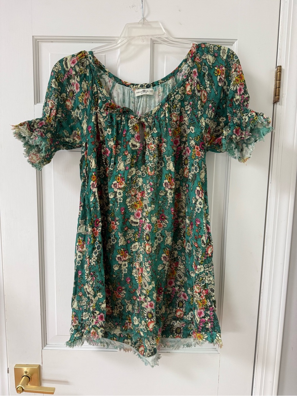 Natural Life Boho Floral Peasant Top in Teal - Free People